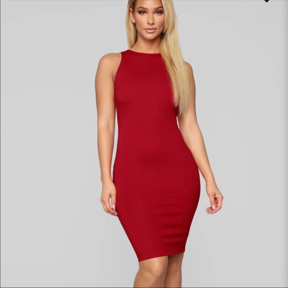 fashion nova red midi dress